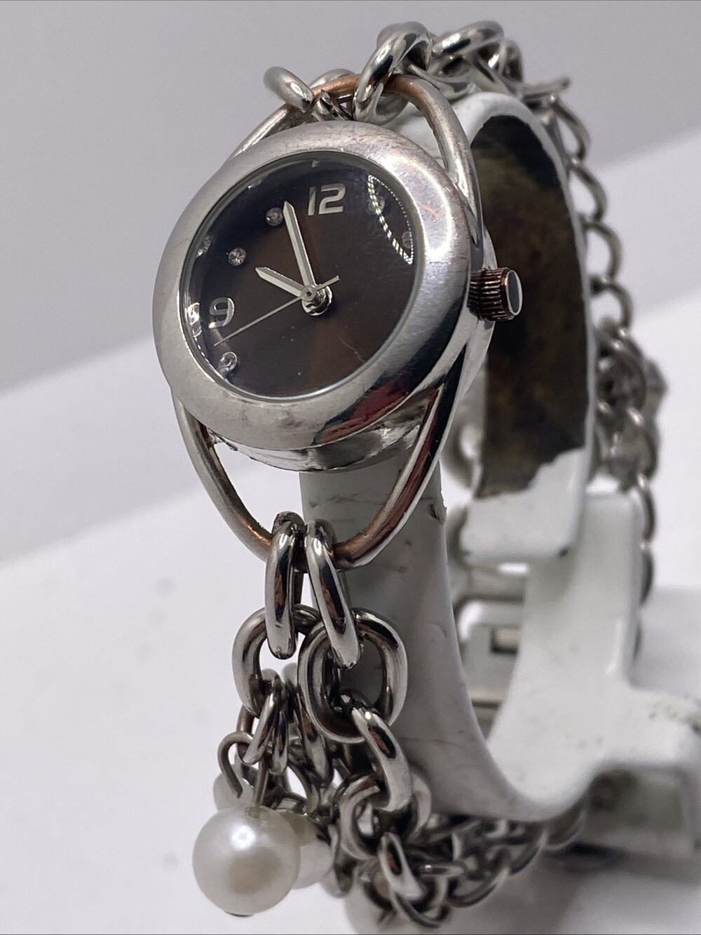 Maurices Vintahe Silver Charm Watch Works New Battery